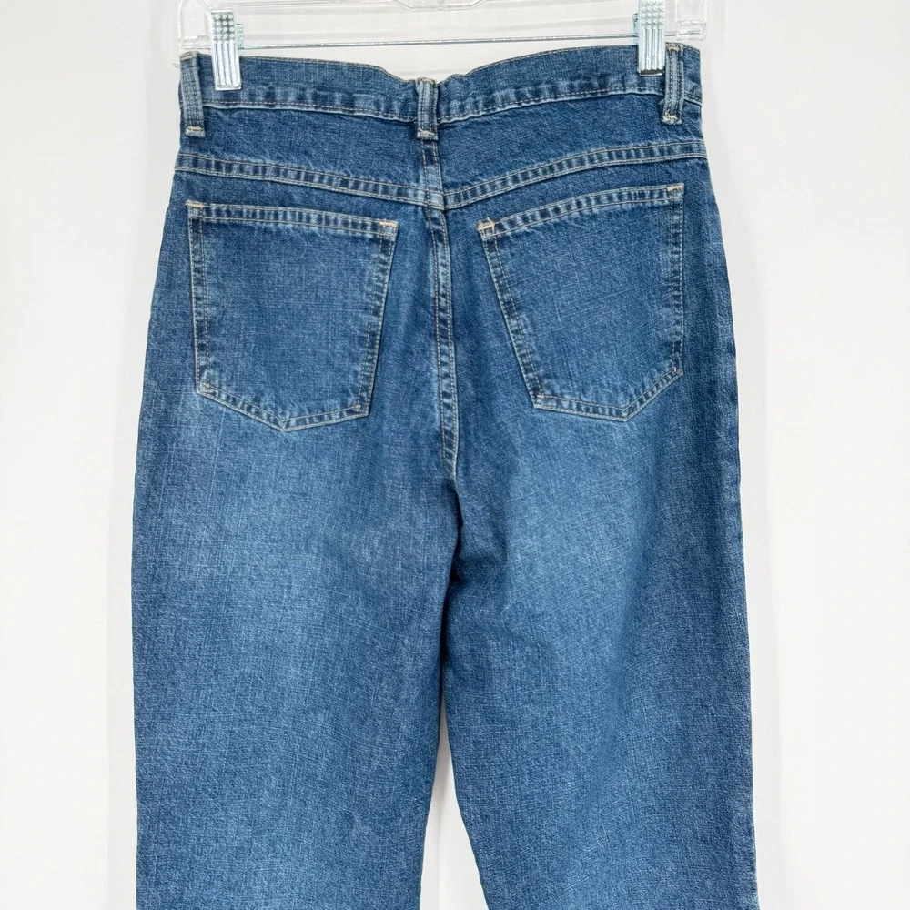 ActionWest Vintage High Waisted Wide Leg Blue Jeans Side Slit 100% Cotton Size 6